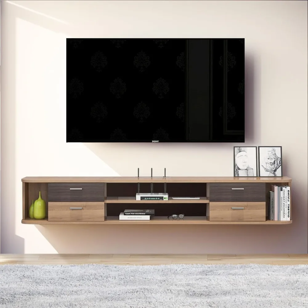 Floating TV Unit,  Modern Entertainment Media Console Center Large Storage TV Bench for Living Room  Office