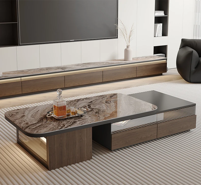 Nordisk Luxury TV-benk med skuffer – mobil designerreol med oppbevaring