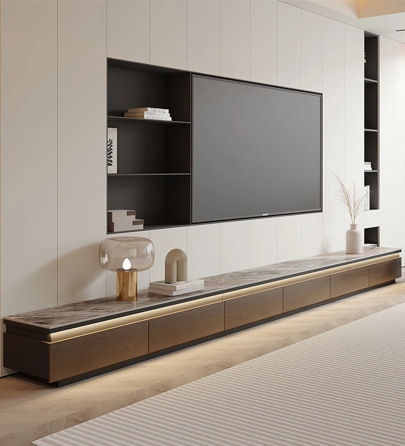 Nordisk Luxury TV-benk med skuffer – mobil designerreol med oppbevaring