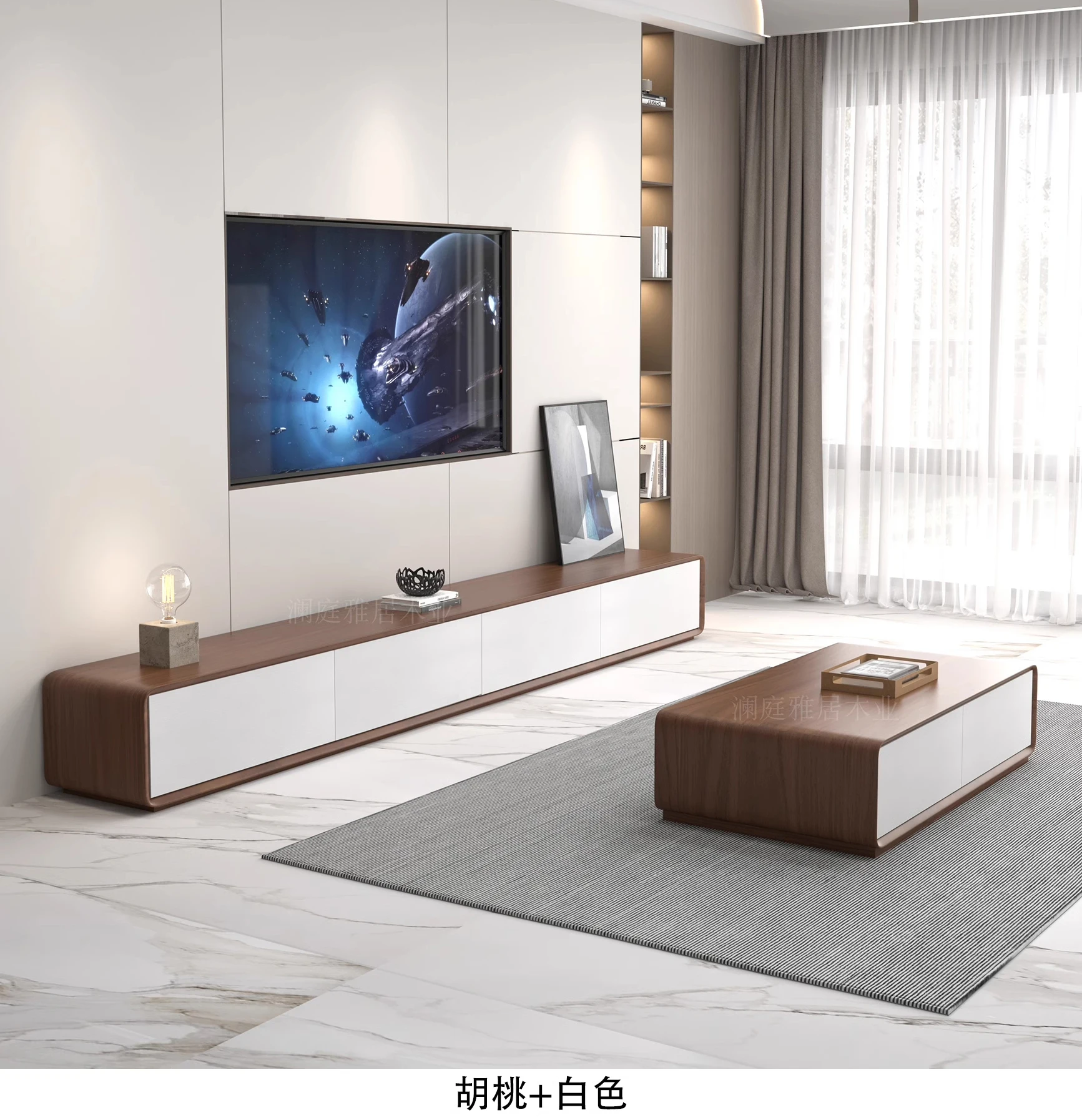 Moderne minimalistisk TV-bord med skuffer og oppbevaring