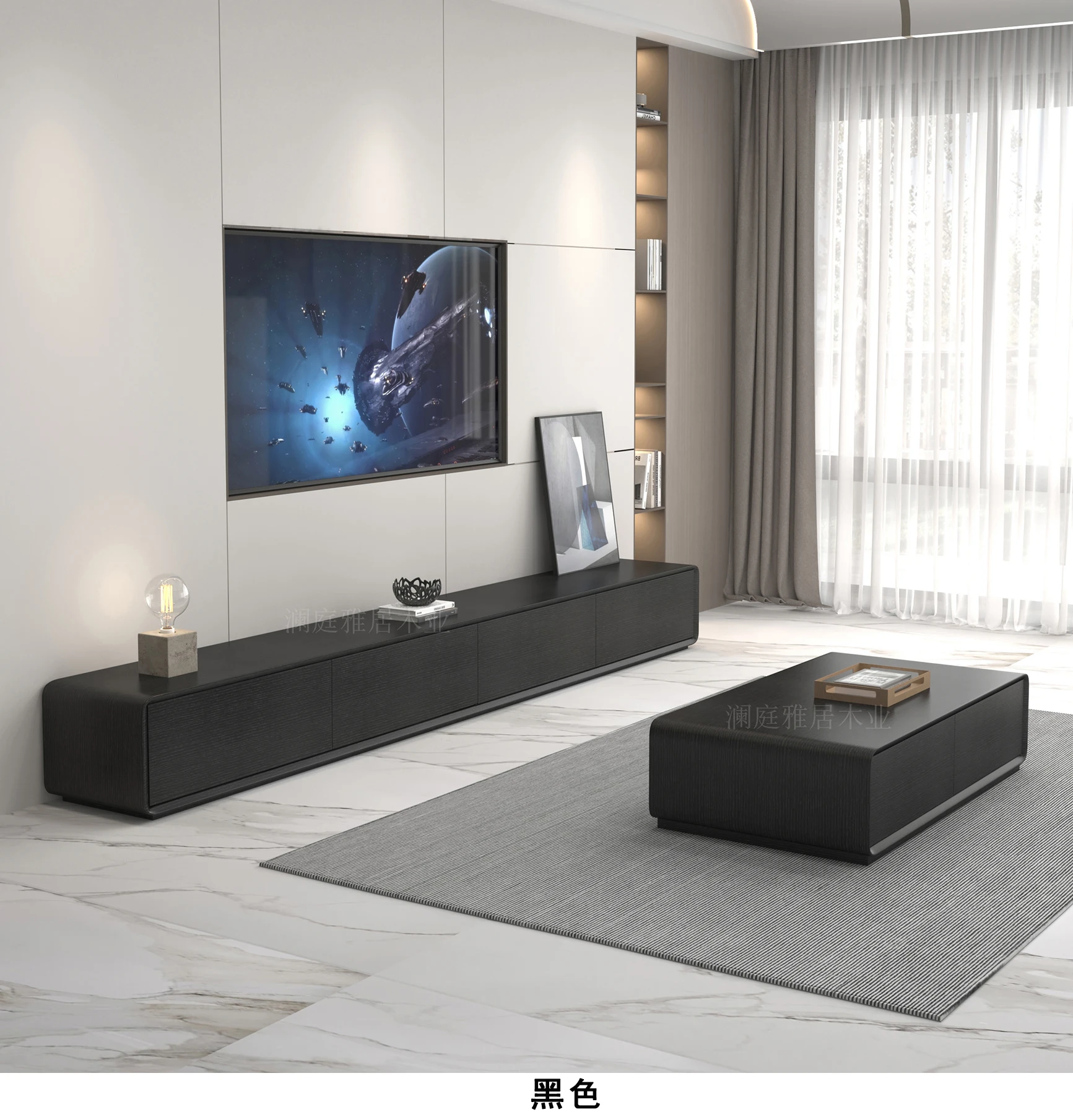 Moderne minimalistisk TV-bord med skuffer og oppbevaring