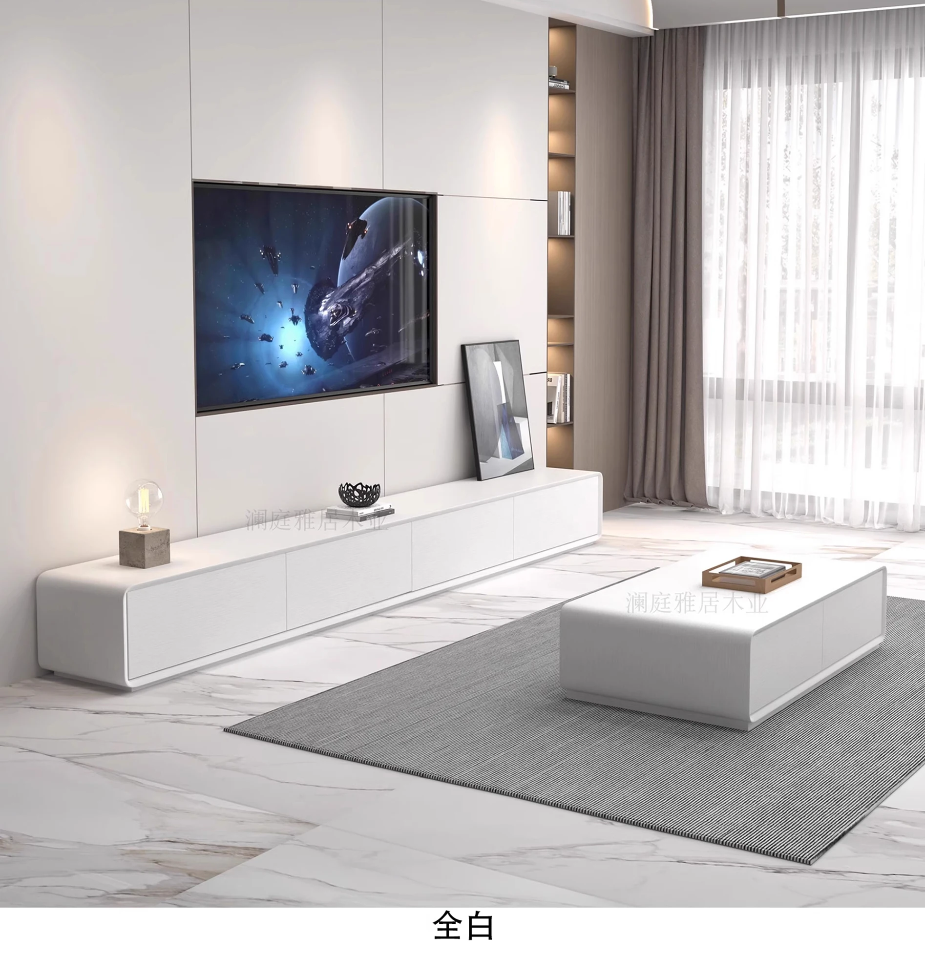 Moderne minimalistisk TV-bord med skuffer og oppbevaring
