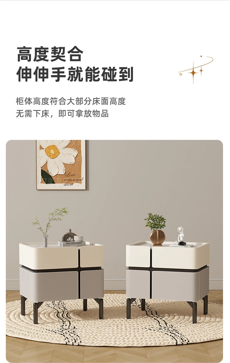 Italian Minimalist Designer High-end Solid Wood Bedside Table
