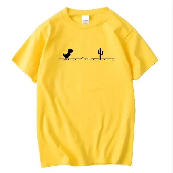 Funny Dinosaur Cactus Tee - Men's Cotton O-Neck