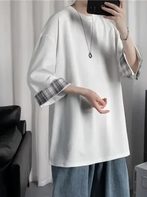 Men's Korean Two-piece Illusion Tee - Loose Summer Style
