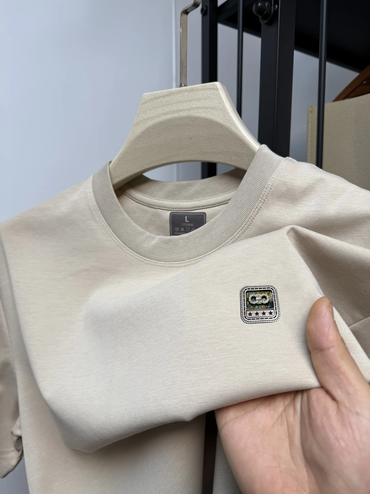 2025 Men's Badge Print Cotton T-Shirt - Korean Style