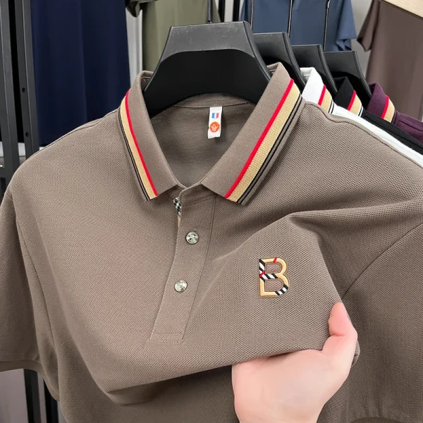 100% pure cotton men's short sleeve polo shirt