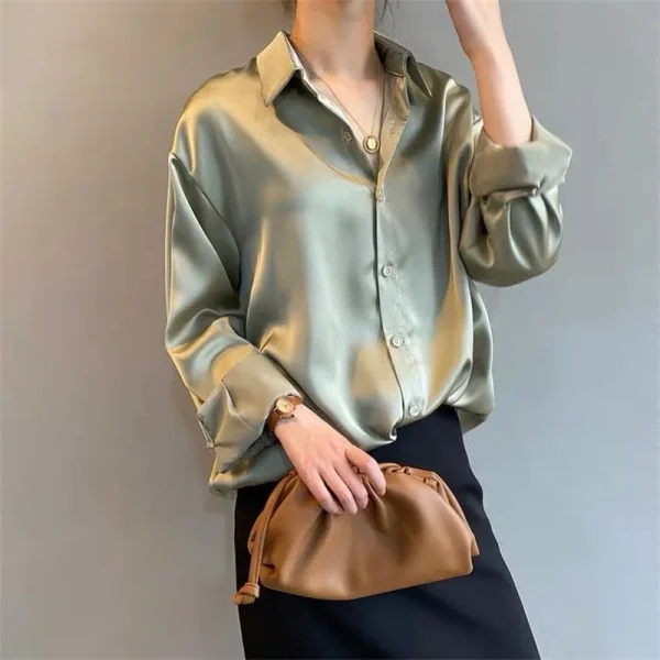 Women's Button-Down Collared Blouse - Spring/Fall Casual