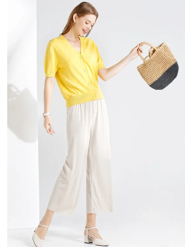 Women Ankle-Length Wide Leg Pants Casual