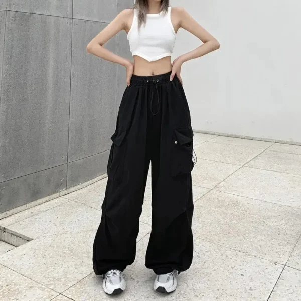 Women's Low Waist Wide Leg Joggers - Y2K Streetwear
