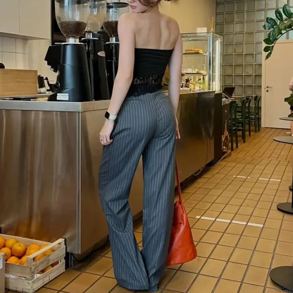 Women's Striped Formal Wide Leg Pants