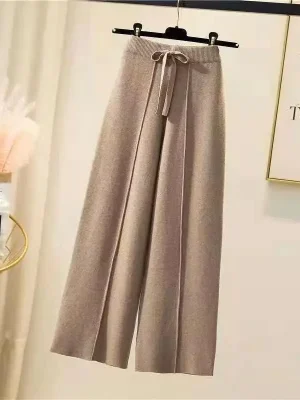 Knit Elastic Wide Leg Pants