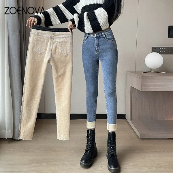 ZOENOVA High Waist Winter Jeans - Fleece Lined Stretch