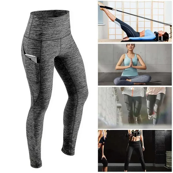 Women's High Waist Ruched Leggings - Tummy Control with Pockets