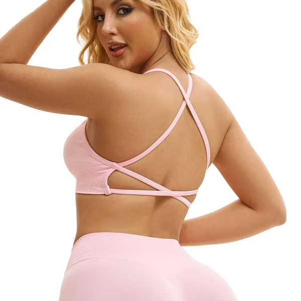 NCLAGEN Backless High-Impact Sports Bra with Crisscross Design