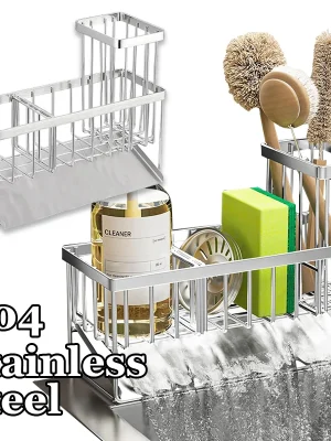 Stainless Steel Sink Caddy Sponge & Brush Holder