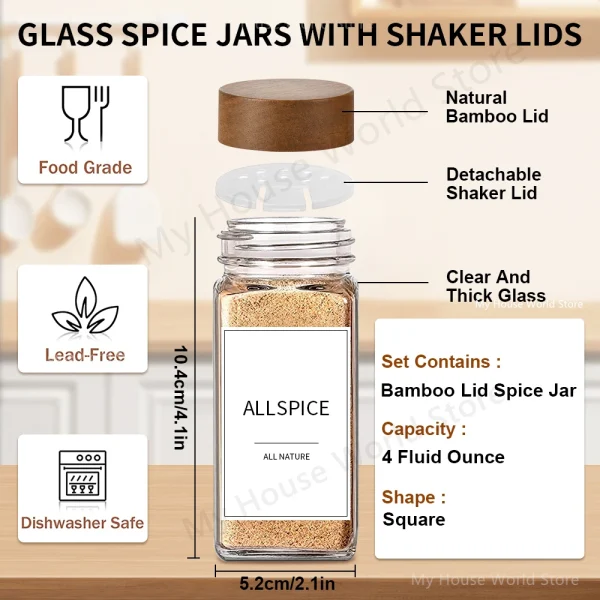 13-Piece 4oz Glass Spice Jar Set with Bamboo Lids