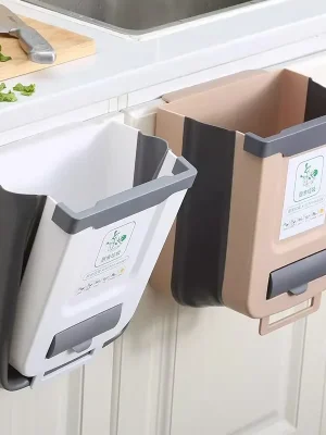 Folding Wall-Mounted Trash Can – for Kitchen, Cabinet, or Vehicle Use