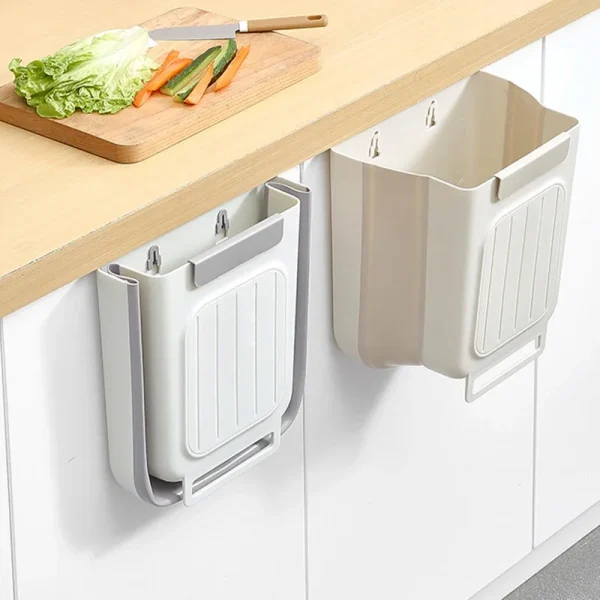 Foldable Wall-Mounted Kitchen Trash Can – Hanging, No-Bend, Easy to Clean
