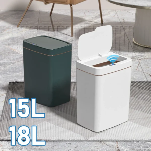 15/18L Smart Sensor Trash Can – Touchless, Waterproof & Quiet