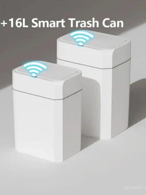 12/16L Smart Sensor Trash Can Bathroom Anti odor Automatic Trash Bin For Toilet White Electric Wastebasket