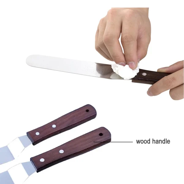 4/6/8/10In Smoother Spatula Cake Knife Stainless Steel With Wood Handle