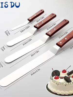 4/6/8/10In Smoother Spatula Cake Knife Stainless Steel With Wood Handle