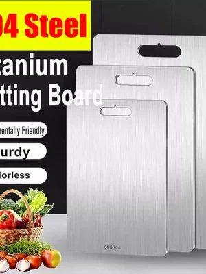 Titanium Stainless Steel Cutting Board – Double-Sided, Food Grade & Durable