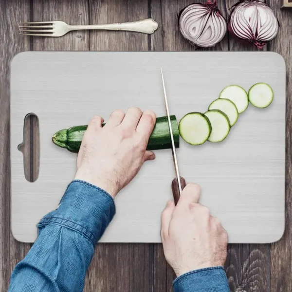 Titanium Stainless Steel Cutting Board – Double-Sided, Food Grade & Durable