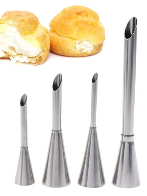 1/4Pcs Stainless Steel Puff Cream Nozzles
