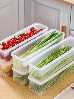 4 Pcs Long Rectangular Plastic Food Storage Containers