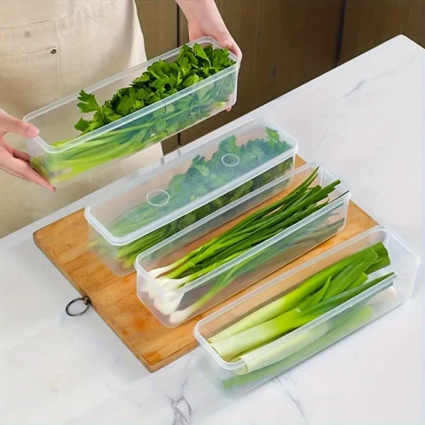 4 Pcs Long Rectangular Plastic Food Storage Containers