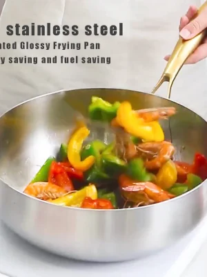 316 Stainless Steel Deep Frying Pan – Non-Stick Wok for Gas & Induction Cooktops