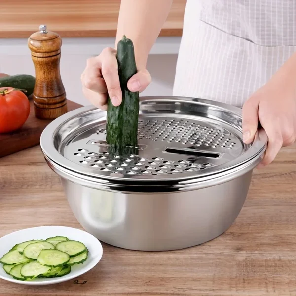 3-Piece Stainless Steel Mixing Bowl & Strainer Set