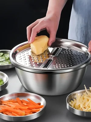 3-Piece Stainless Steel Mixing Bowl & Strainer Set