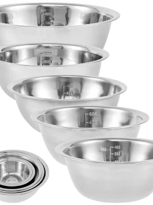 5Pcs Salad Mixing Bowl Set Stainless Steel Multipurpose