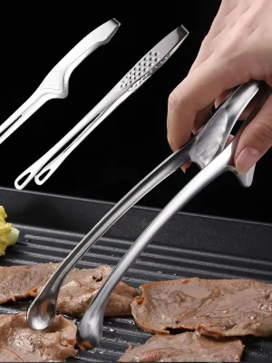 304 Stainless Steel Food Tongs – Long Handle, Non-Slip BBQ & Cooking Tool