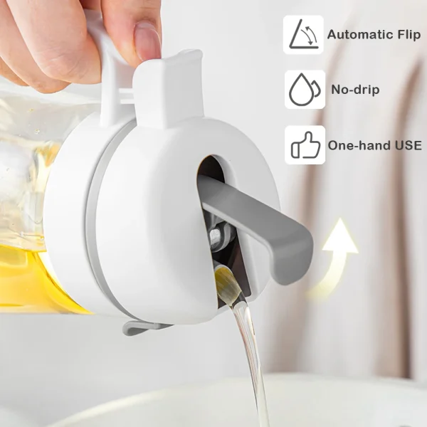 Auto-Flip Olive Oil Dispenser – Leakproof Glass Bottle