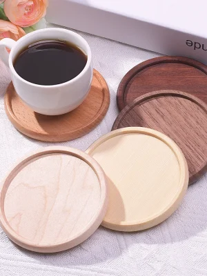 Solid Wood Coaster – Round Beech, Rosewood & Walnut Heat-Resistant Drink Mat