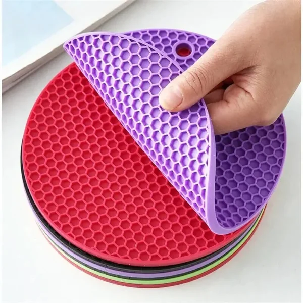 Round Heat-Resistant Silicone Coasters – Non-Slip Thick Drink & Pot Mats