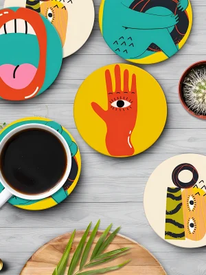 Cartoon Smiley Acrylic Coaster – Heat-Resistant Mat for Cups & Bowls