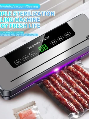 Electric Vacuum Sealer – For Dry/Wet Food with UV Sterilization & Built-in Cutter