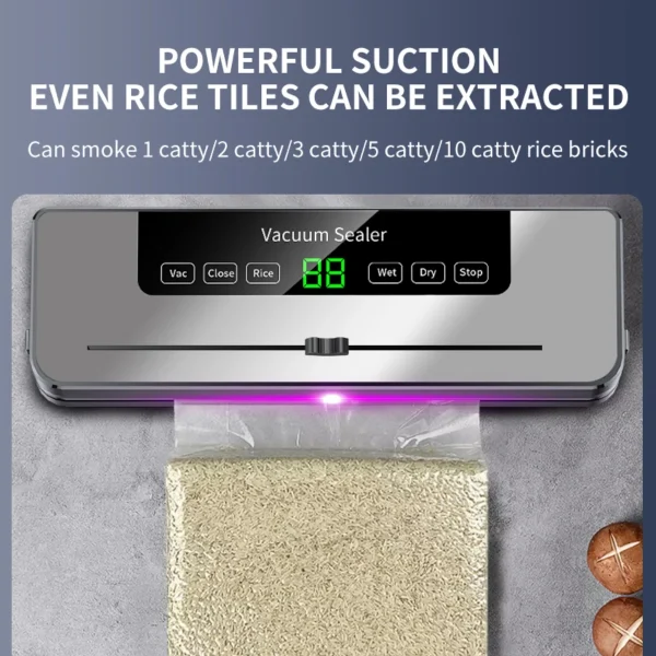 Electric Vacuum Sealer – For Dry/Wet Food with UV Sterilization & Built-in Cutter