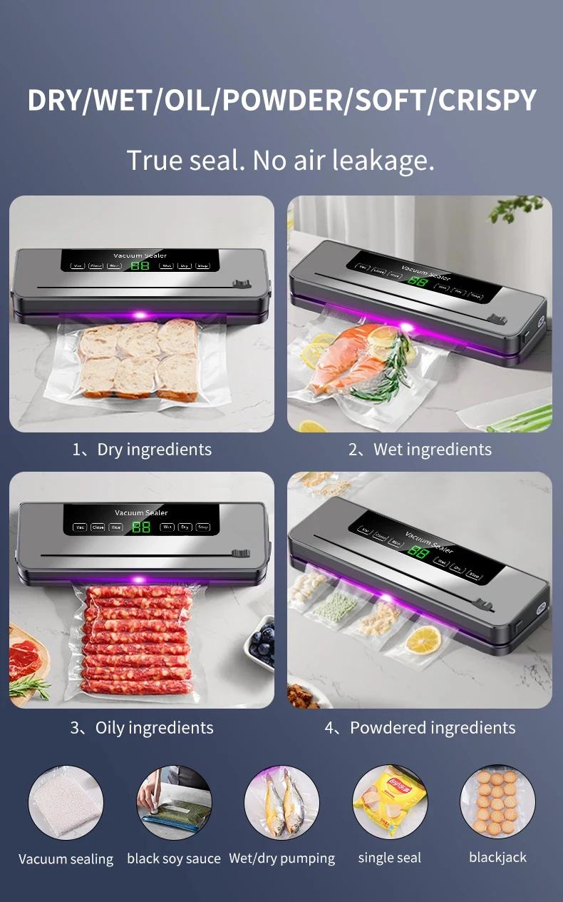 Electric Vacuum Sealer – For Dry/Wet Food with UV Sterilization & Built-in Cutter
