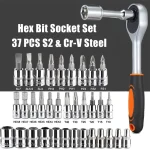 46PC 1/4" Drive Socket & Ratchet Wrench Set – Metric Tool Kit for Auto & Home