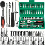 46PC 1/4" Drive Socket & Ratchet Wrench Set – Metric Tool Kit for Auto & Home