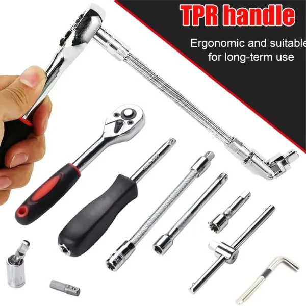46PC 1/4" Drive Socket & Ratchet Wrench Set – Metric Tool Kit for Auto & Home