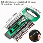 1/4" Ratchet Socket Wrench Set – Mechanic Tool Kit with Quick Release & Extension