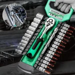 1/4" Ratchet Socket Wrench Set – Mechanic Tool Kit with Quick Release & Extension