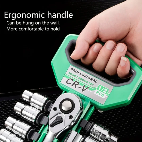 1/4" Ratchet Socket Wrench Set – Mechanic Tool Kit with Quick Release & Extension